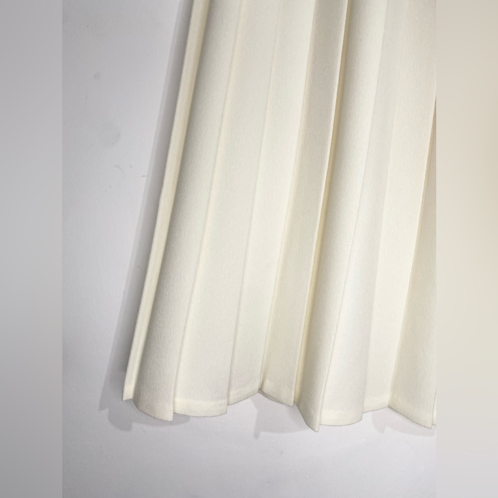 Vintage St Michael Pleated Cream Long Tennis Skirt Size 8 - Picture 3 of 14